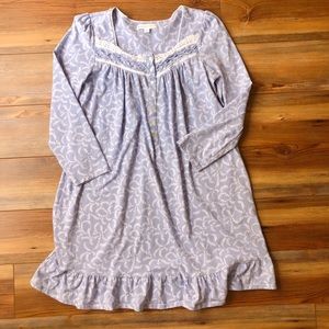 Eileen West Calming Periwinkle Knit Short Nightgown Lace Romantic Soft Size XS
